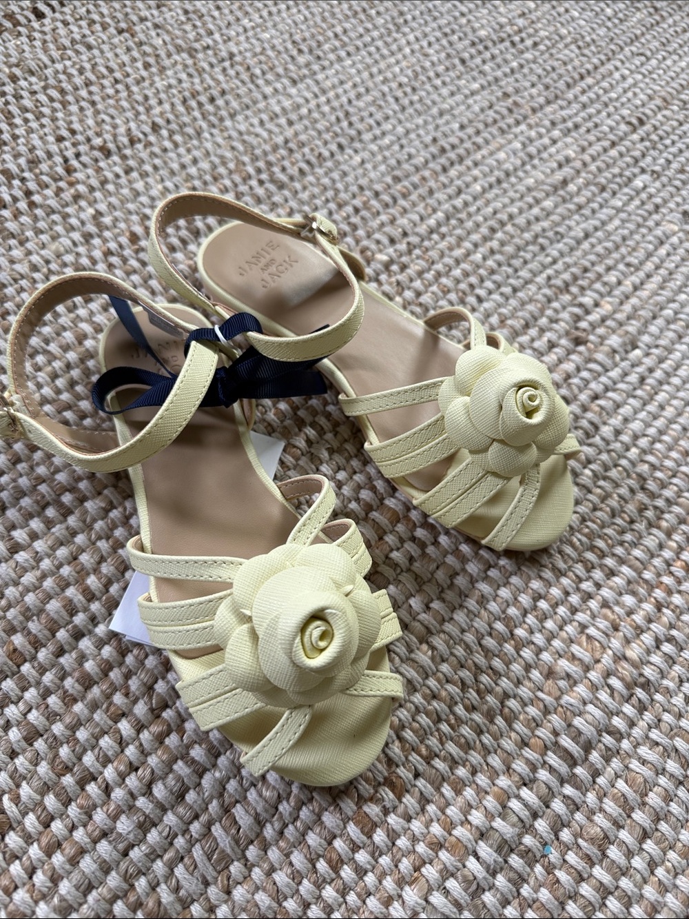 Janie and Jack Pale Yellow Floral Strappy Sandals